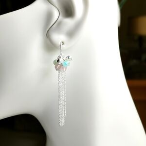 Chalcedony Pink Green Blue Earrings In sterling silver 🆕